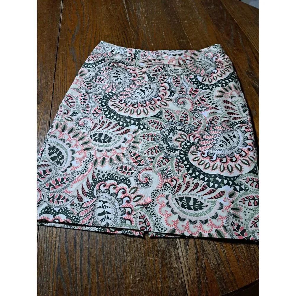 Size 8 Van Heusen Studio Cream Green Pink Floral Lined Cotton Skirt